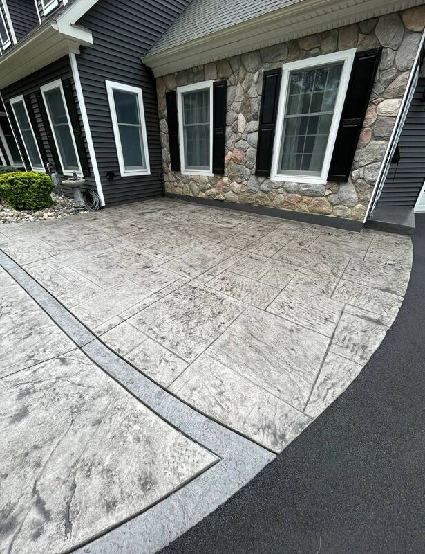Slate front patio walkway stone facade home
