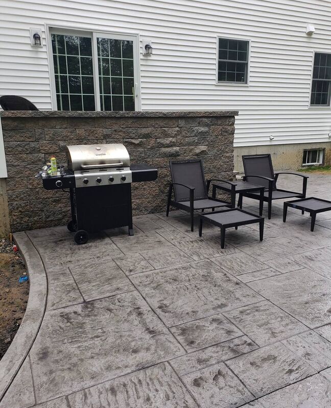 Patio block privacy wall grill lounge seating