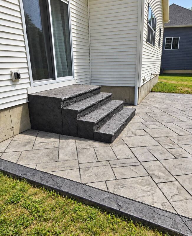 Ashlar slate patio charcoal stamped steps