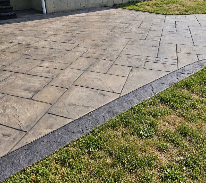 Ashlar slate walkway tan charcoal border